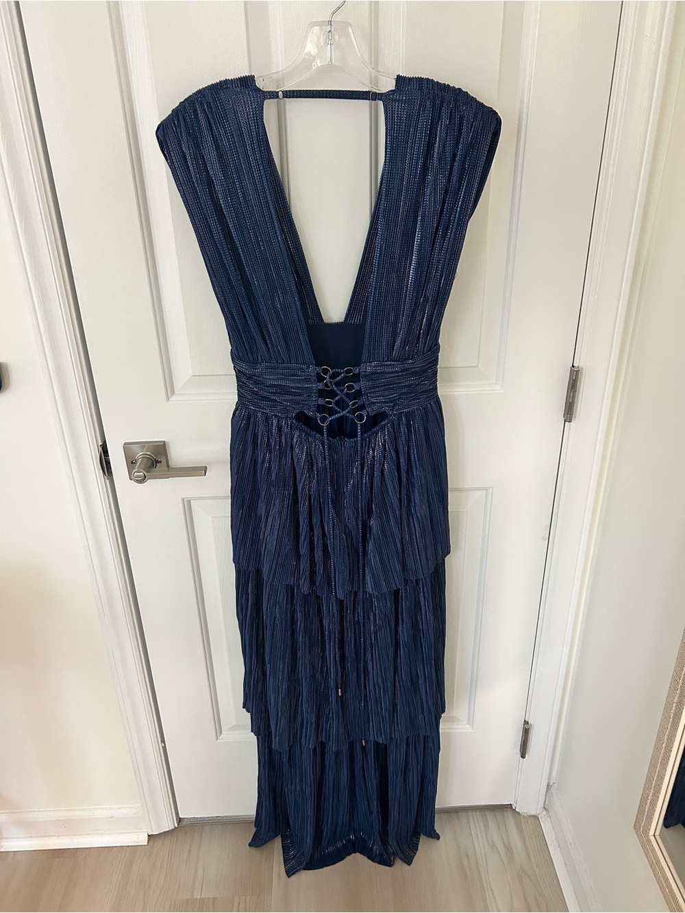 Sabina Musayev Judith Navy Tiered Gown Maxi Dress - Picture 4 of 7